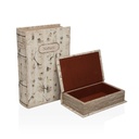 Juego de Cajas Decorativas Versa Nature Lienzo Madera MDF Libro 7 x 27 x 18 cm