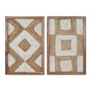 Cuadro Home ESPRIT Blanco Natural Geométrico Boho 40 x 3 x 60 cm (2 Unidades)