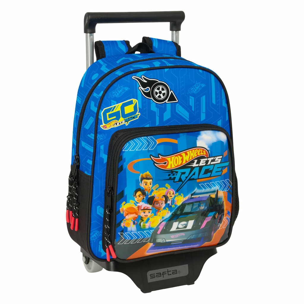 Mochila Escolar con Ruedas Hot Wheels Let's race Azul Negro 27 x 10 x 67 cm