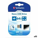 Memoria USB Verbatim NANO STORE'N'STAY Azul Negro 64 GB (10 Unidades)