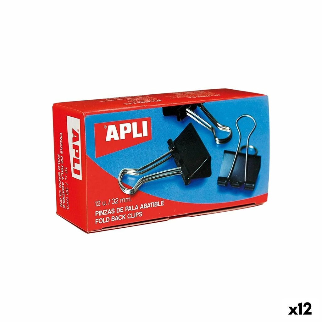 Pinzas Apli Negro Plateado 41 mm (12 Unidades)