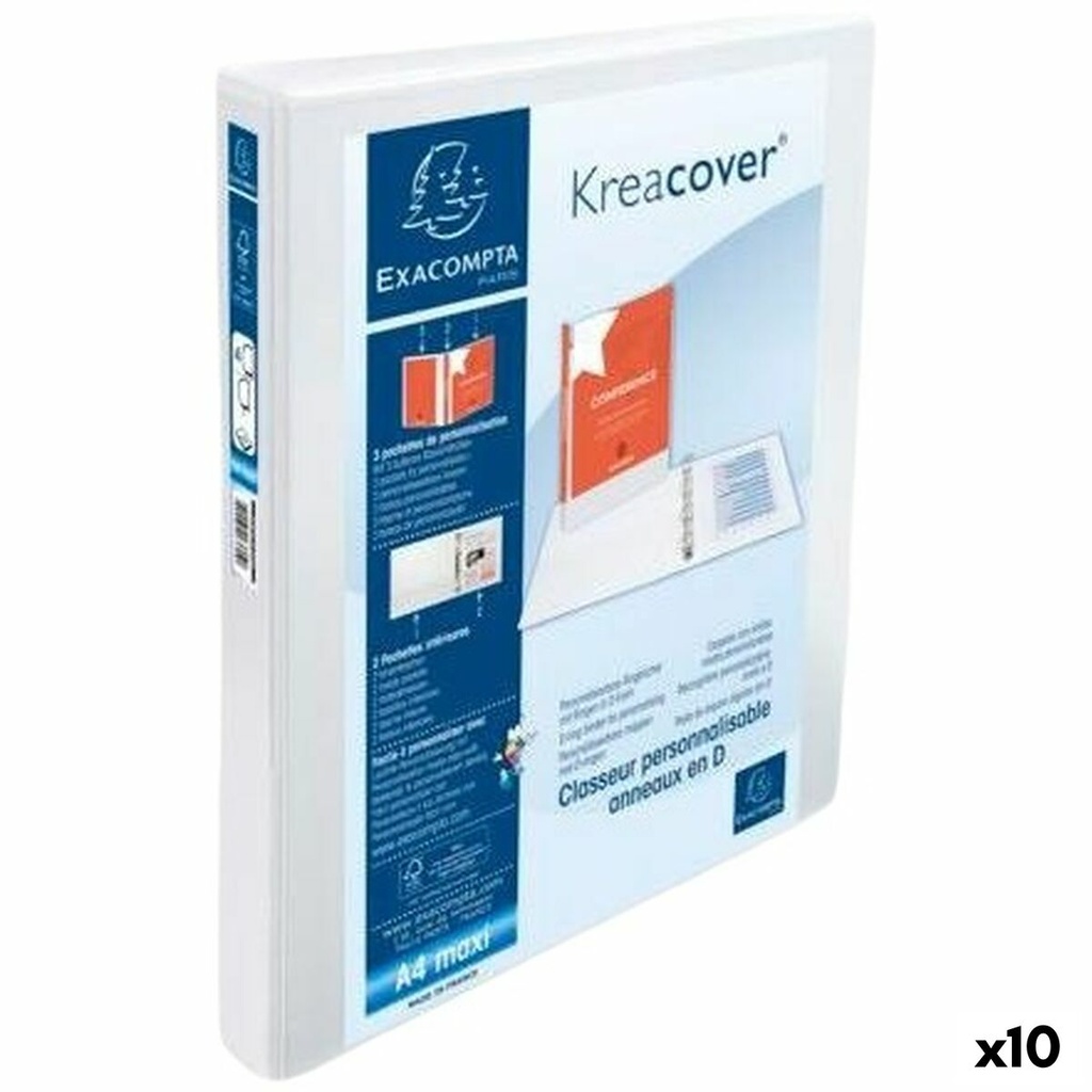 Ring binder Exacompta KREACOVER White A4+ (10 Units)