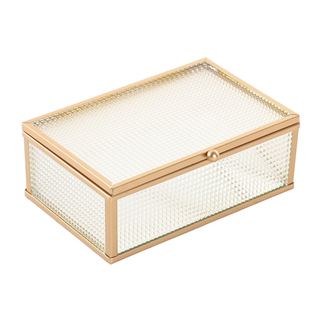 Caja-Joyero Home ESPRIT Dorado Metal Cristal 15 x 11 x 5,5 cm