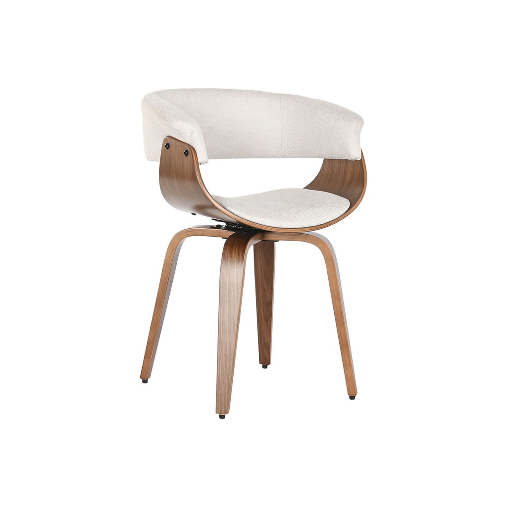 Dining Chair Home ESPRIT Brown Beige Polyester Walnut Polyurethane 61 x 46 x 78 cm