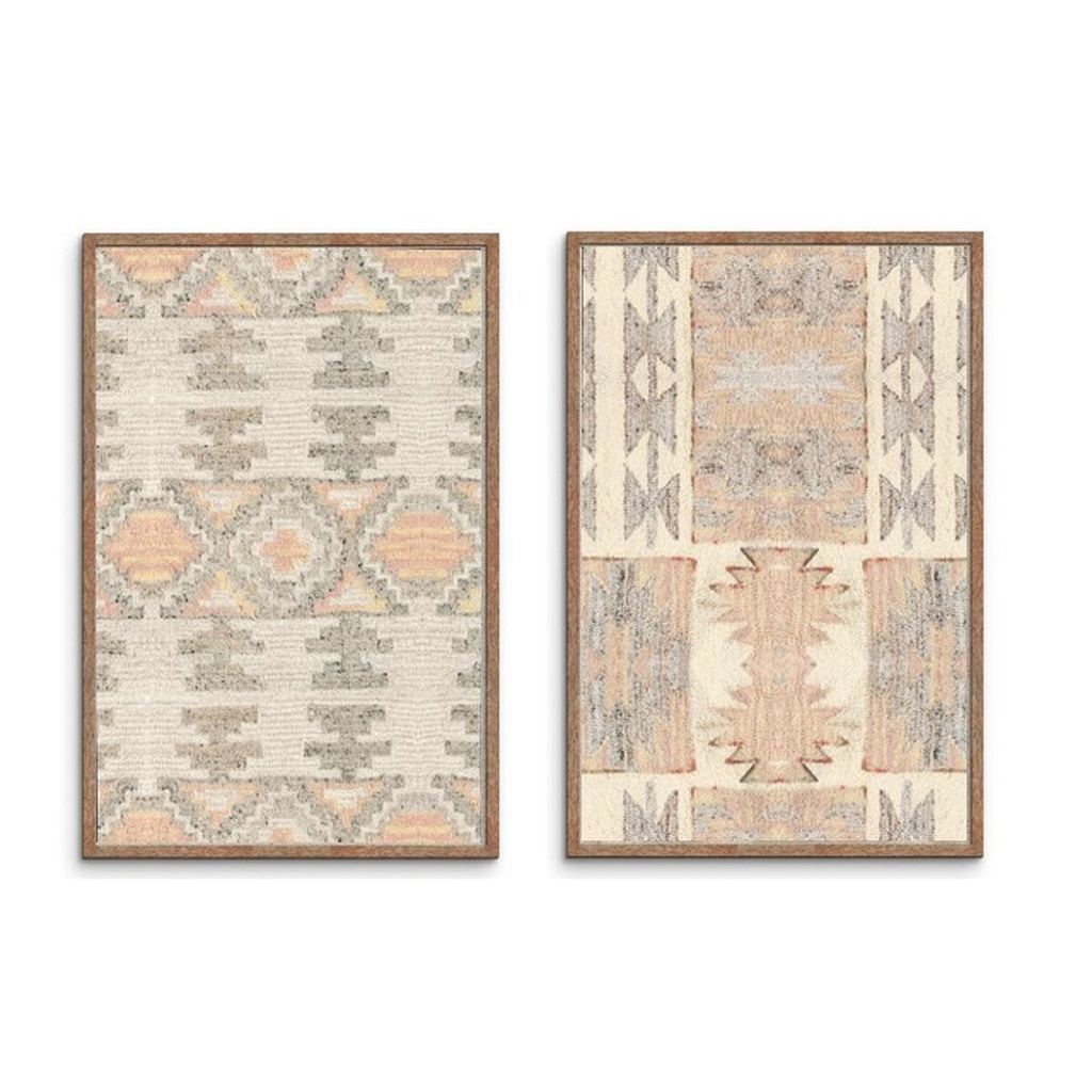 Cuadro Home ESPRIT Rojo Beige Gris 75 x 3 x 105 cm (2 Unidades)