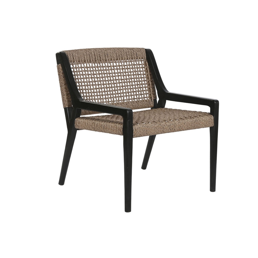 Armchair Home ESPRIT Black Teak Synthetic fibre 65 X 62 X 72 CM