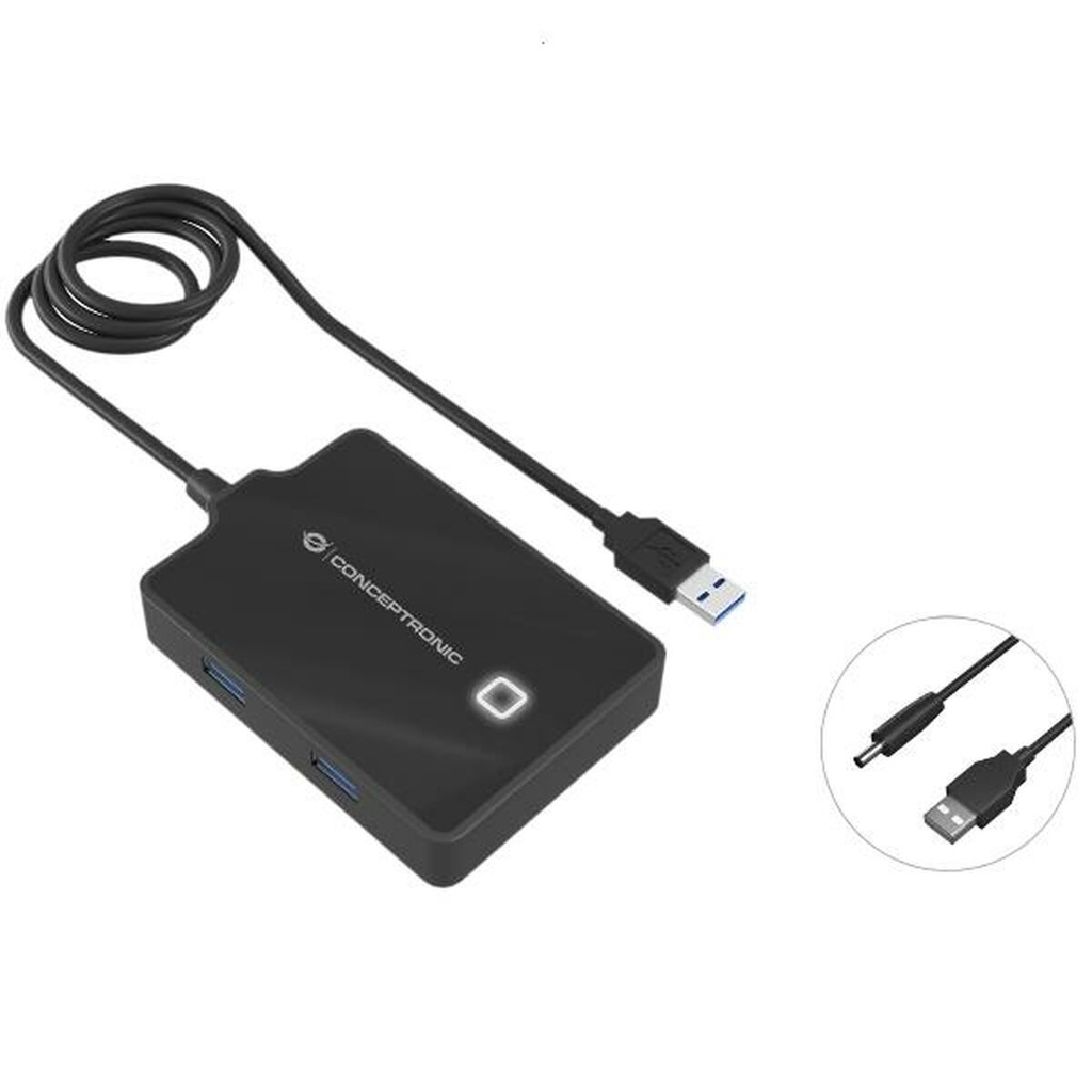 USB Hub Conceptronic 110517107101 Black 90 cm (1 Unit)