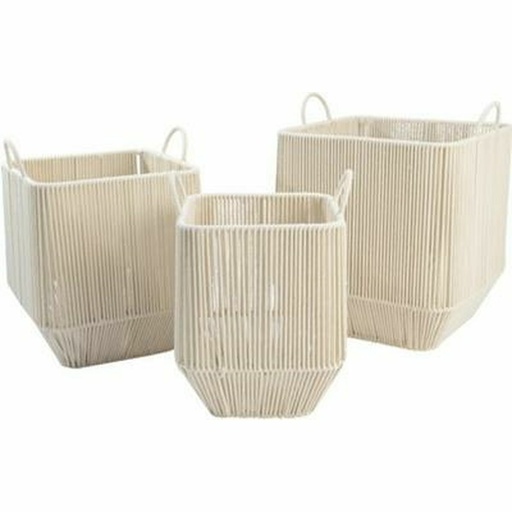 Juego de Cestas DKD Home Decor Beige Metal (3 Piezas)