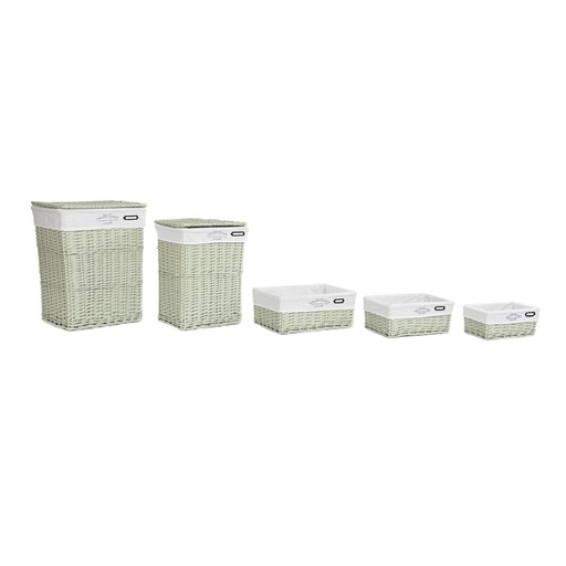 Multi-purpose basket DKD Home Decor Green wicker 44 x 34 x 56 cm 5 Pieces