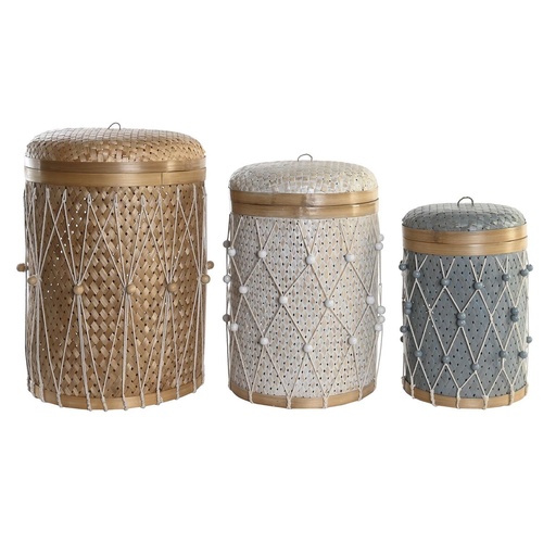 Basket set DKD Home Decor Multicolour Bamboo 4 Kg (3 Pieces) (3 Units)