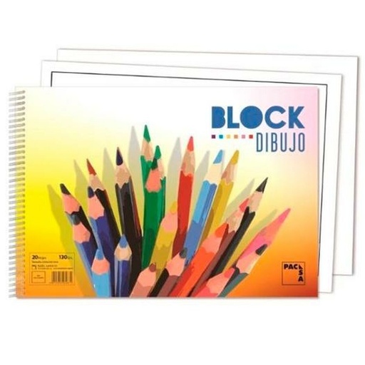 Bloc de dibujo Pacsa 20 Hojas 130 g/m² 33 x 23 cm Con recuadro