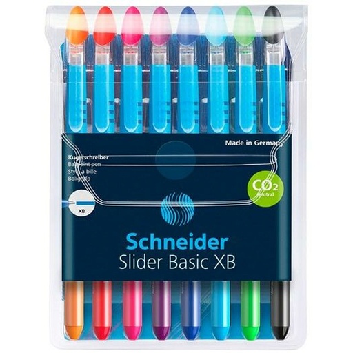 Set of Biros Schneider Slider Basic XB 8 Pieces Multicolour