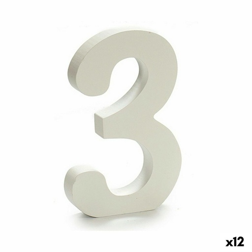 Number Pincello 3 White 1,8 x 21 x 17 cm (12 Units)
