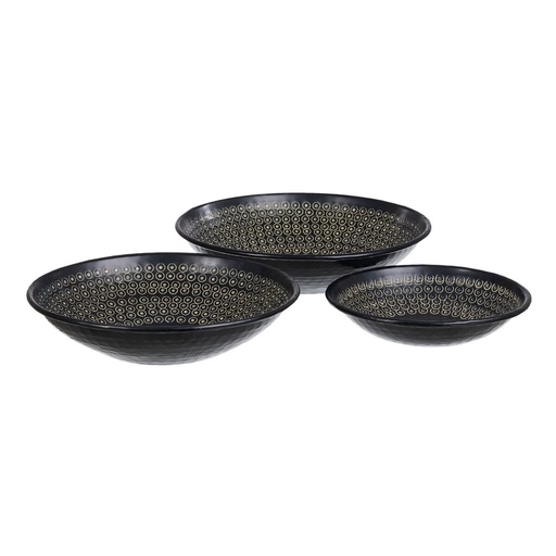 Centro de Mesa Negro Aluminio 35 x 35 x 9 cm (3 Piezas)