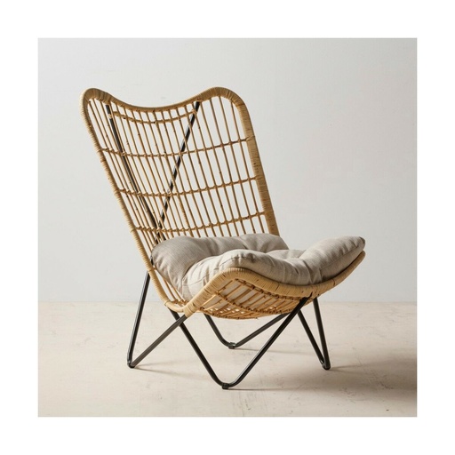 Armchair 76 x 76 x 87 cm Natural Black Natural Fibre