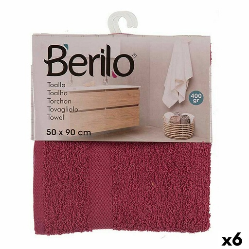 Toalla de baño Berilo 5312 Granate 80 % algodón 20 % Poliéster 50 x 0,5 x 90 cm (6 Unidades)