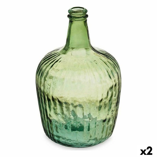 Botella decorativa Gift Decor 2255/08R-G Verde Rayas 8 L 19,5 x 35,5 x 19,5 cm Decoración (2 Unidades)