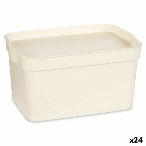 Caja de Almacenaje con Tapa Kipit TP592-4 Crema Plástico 2,3 L 13,5 x 11 x 20 cm (24 Unidades)