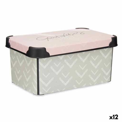 Caja de Almacenaje con Tapa Kipit Vibes Rosa Plástico Flechas 5 L 19 x 13,5 x 29,5 cm (12 Unidades)
