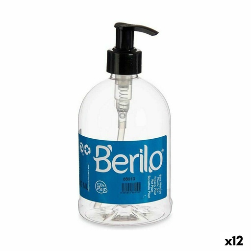 Dispensador de Jabón Berilo SE1205-DOSIFICADOR Negro Transparente Plástico 500 ml 8 x 16,5 x 8 cm (12 Unidades)