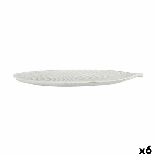 Centerpiece Gift Decor LH520815 White MDF Wood 49 x 2,7 x 17,3 cm Decoration Leaf of a plant (6 Units)