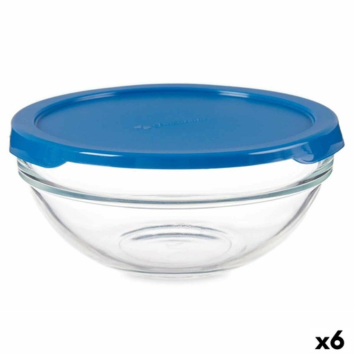 Fiambrera Redonda con Tapa Pasabahce Chefs Azul 595 ml 14 x 6,3 x 14 cm (6 Unidades)