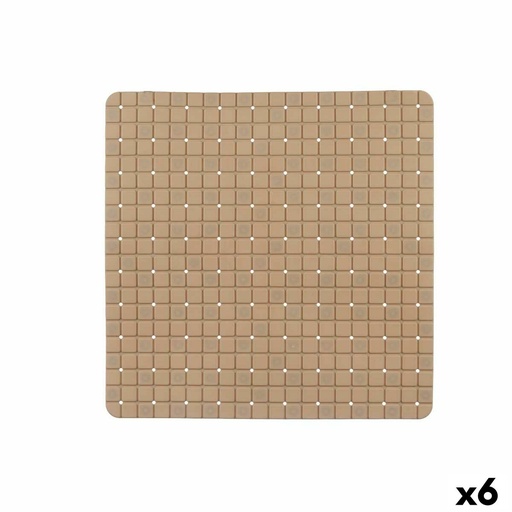 Alfombrilla Antideslizante para Ducha Berilo BM509S - 316 Beige PVC 50,3 x 50,3 x 0,7 cm Cuadros (6 Unidades)