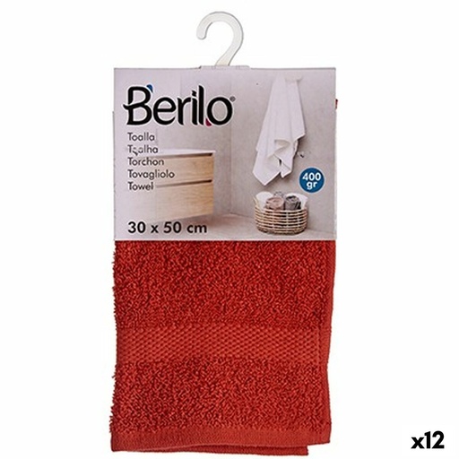 Toalla de baño Berilo 89664 Teja 80 % algodón 20 % Poliéster 30 x 50 cm (12 Unidades)