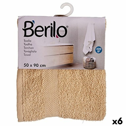 Toalla de baño Berilo 89657 Crema 80 % algodón 20 % Poliéster 50 x 90 cm (6 Unidades)
