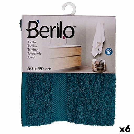 Toalla de baño Berilo 89673 Azul 80 % algodón 20 % Poliéster 50 x 90 cm (6 Unidades)