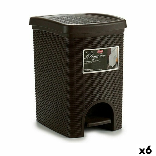 Papelera con Pedal Stefanplast Elegance Marrón Plástico 20 L (6 Unidades)