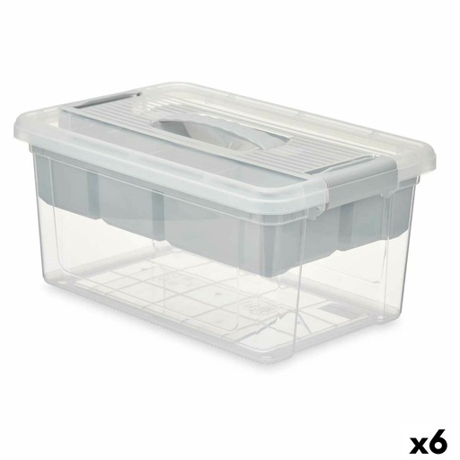 Multi-use Box Kipit 02 1311 Grey Transparent Plastic 9 L 35,5 x 17 x 23,5 cm (6 Units)
