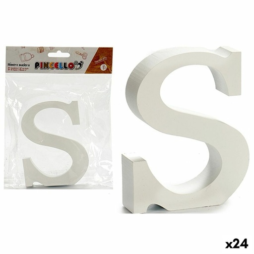 Letter Pincello S White Wood 2 x 16 x 14,5 cm (24 Units)