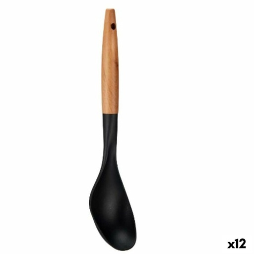 Cucharón Kinvara KT190072-4 PBT Negro Natural Madera 7 x 33,5 x 3,5 cm (12 Unidades)