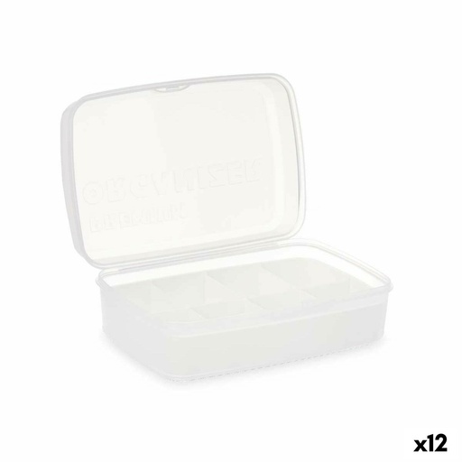 Caja con compartimentos Kinvara 02 1192 Blanco Transparente Plástico 21,5 x 8,5 x 15 cm (12 Unidades)