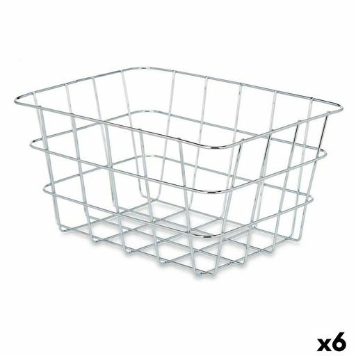 Multi-purpose basket Kinvara W5759K-S CHROME Silver Metal 24 x 12,5 x 18,5 cm Rectangular (6 Units)