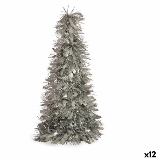 Árbol de Navidad Krist+ 19CH488/MATTE Plateado Plata Polipropileno PET Árbol de Navidad 27 x 45,5 x 27 cm Espumillón (12 Unidade
