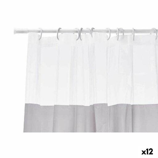 Shower Curtain Berilo 214 Grey Transparent Plastic PEVA 180 x 180 cm (12 Units)