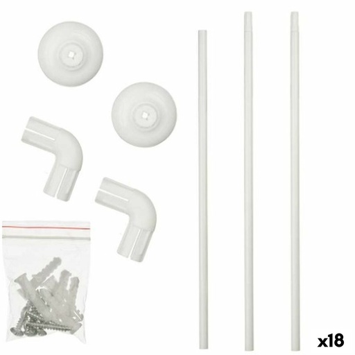 Barra de ducha Berilo B0769 Blanco Aluminio 90 x 90 cm Cortina de Ducha (18 Unidades)