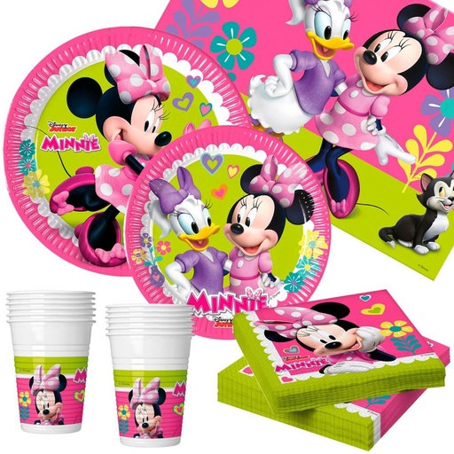Party supply set Minnie Mouse Happy Deluxe 16 89 Pieces