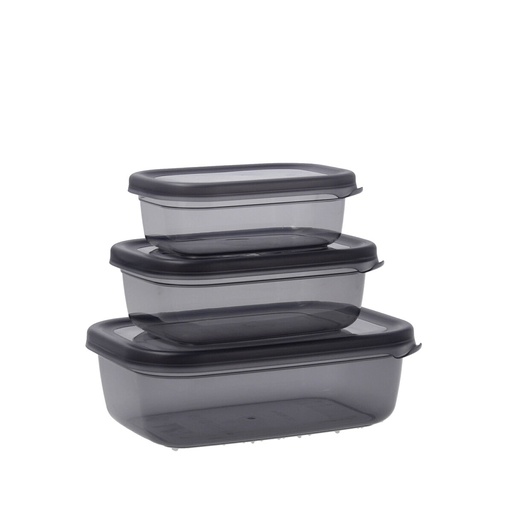 Set de Fiambreras Quid City Gris Plástico Rectangular 3 Piezas