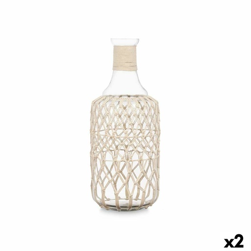 Botella decorativa Gift Decor 21638W Blanco Transparente 20 x 48 x 20 cm 19 x 48 cm Decorativa (2 Unidades)