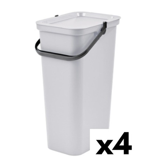 Cubo de Basura para Reciclaje Tontarelli Moda Blanco 38 L (4 Unidades)