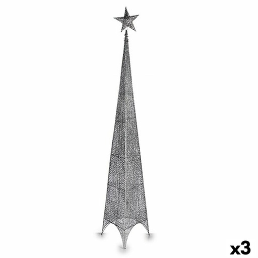 Christmas Tree Krist+ 00160 Silver Metal Plastic Star Tower 42 x 218 x 42 cm (3 Units)
