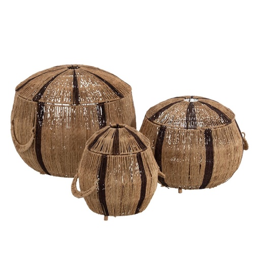 Juego de Cestos Marrón Natural Yute 45 x 45 x 36 cm (3 Piezas)