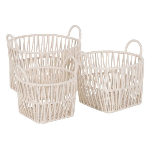 Juego de Cestos Blanco Cuerda 38 x 38 x 32 cm (3 Piezas)
