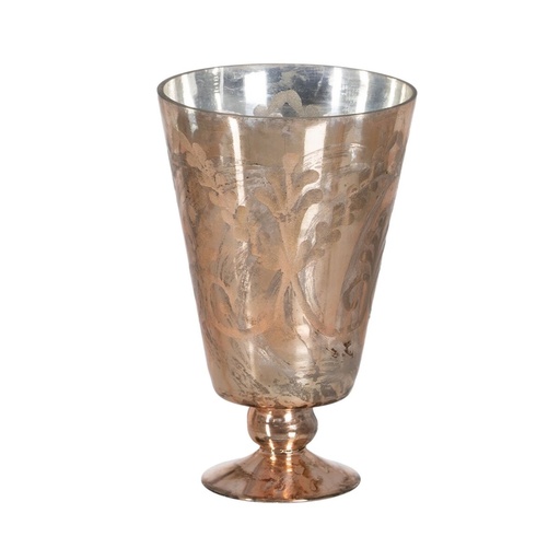 Jarrón Cobre Cristal Copa 16 x 16 x 25 cm