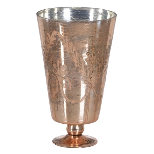 Jarrón Cobre Cristal Copa 18 x 18 x 31 cm