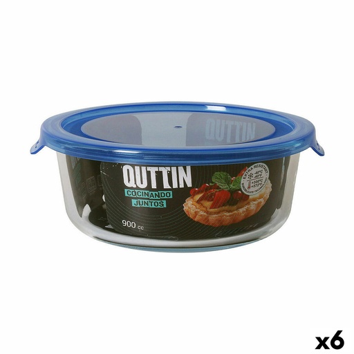 Fiambrera Redonda con Tapa Quttin   Azul 900 ml (6 Unidades)