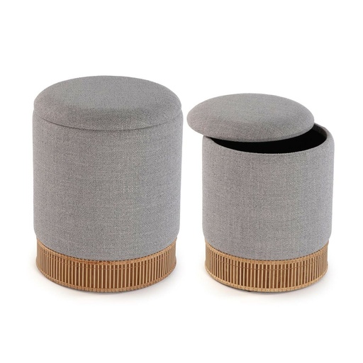 Detachable Pouffe Versa Grey Bamboo MDF Wood
